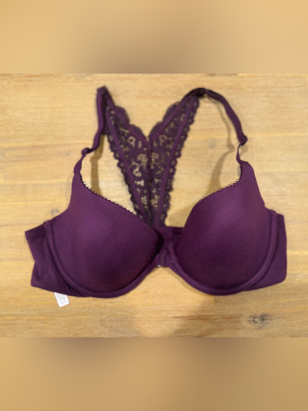 Victoria's Secret Plum Lace Racerback T-Shirt Bra front clasp